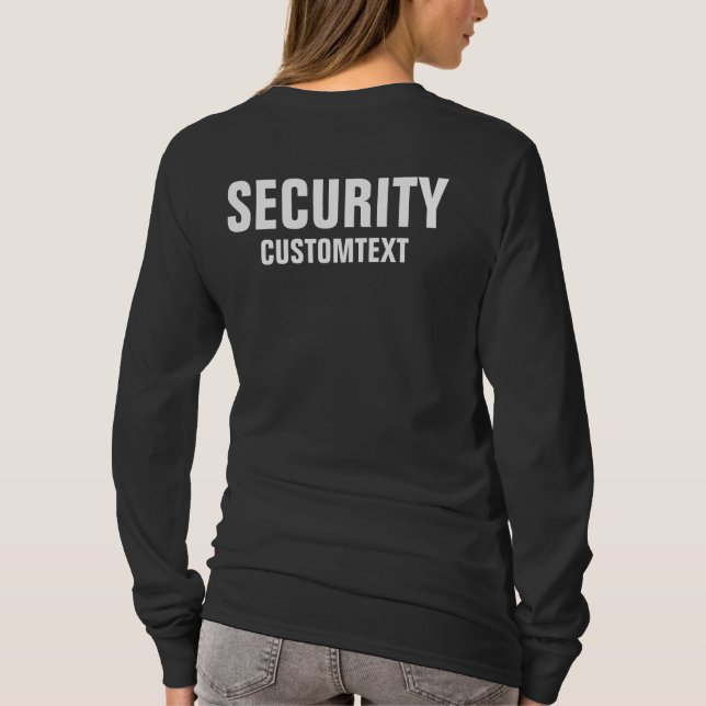 Womens Front & Back Double Sided Security Black T Shirt (Baksida)