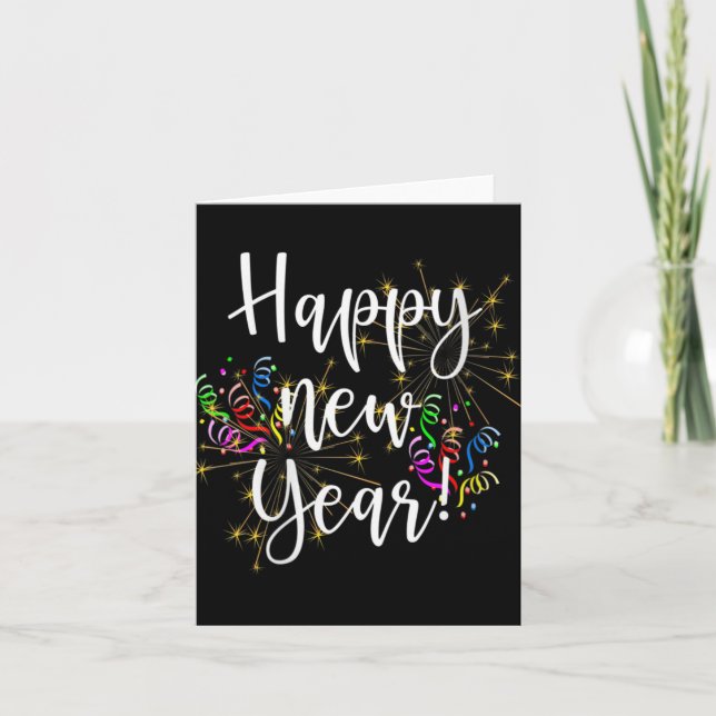 Womens Fun Happy New Year Day Eve Party Fireworks  Kort (Framsida)