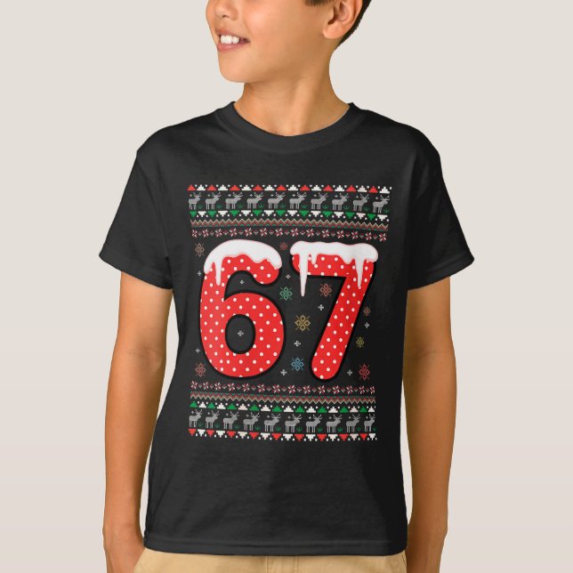 Womens Funny 67 Meme Christmas Pjs Six Seven Gen A T Shirt (Framsida)