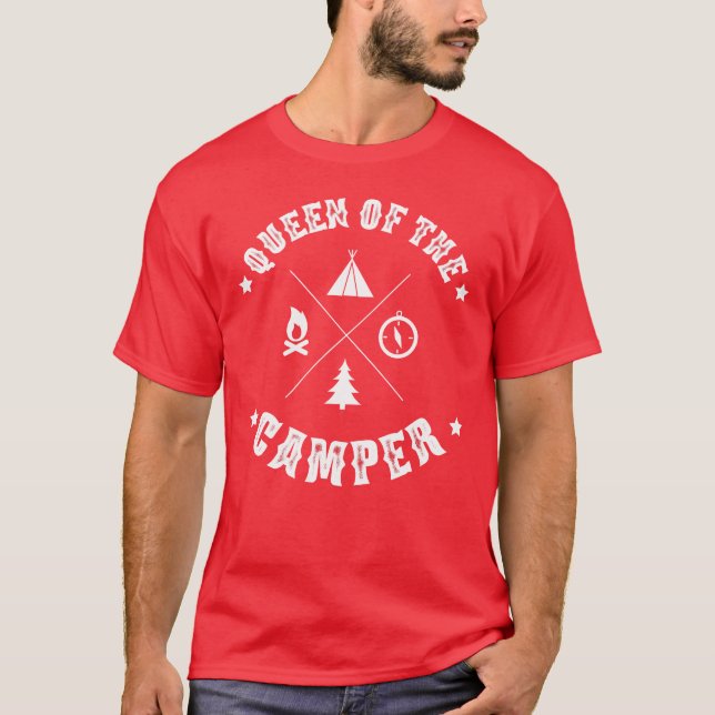 Womens Funny Camping Girls Gift Queen Ofhe Campe f T Shirt (Framsida)