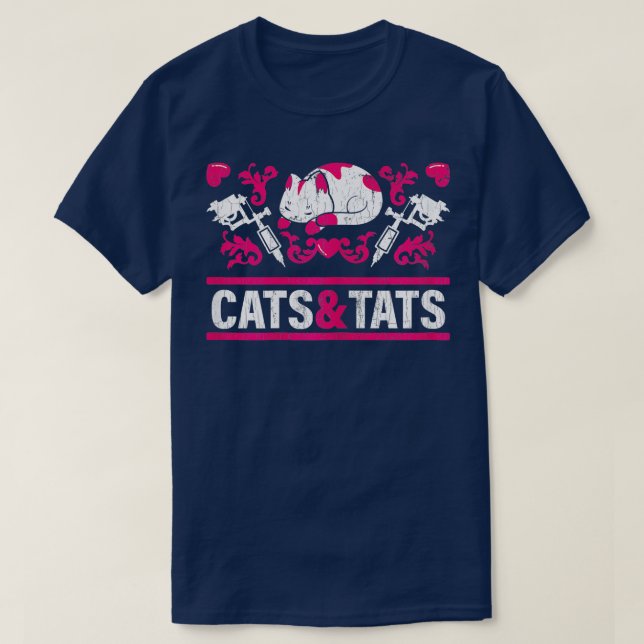 Womens Funny Cats och Tats Gift Tattoo Bläck Tatto T Shirt (Design framsida)