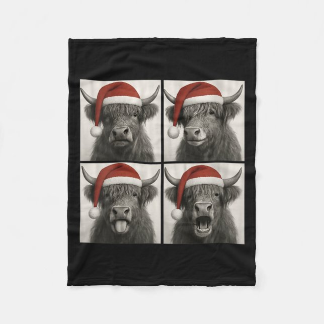 Womens Funny Christmas Highland Cow Santa Photo Bo Fleecefilt (Framsidan)