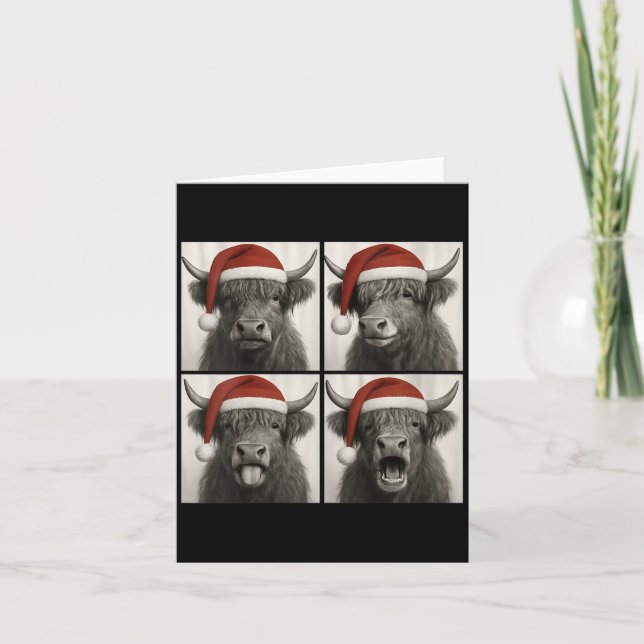 Womens Funny Christmas Highland Cow Santa Photo Bo Kort (Framsida)