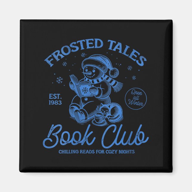 Womens Funny Christmas Snowman Frosted Tales Book  Magnet (Framsidan)
