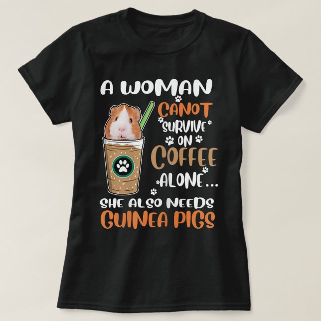 Womens Funny Coffee Guinea Pigs Woman  T Shirt (Design framsida)