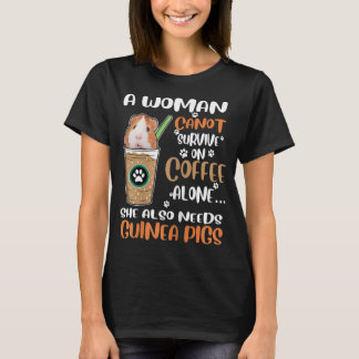 Womens Funny Coffee Guinea Pigs Woman T Shirt