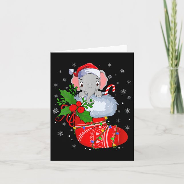Womens Funny Elephant i julklapp Santa Cla Kort (Framsida)