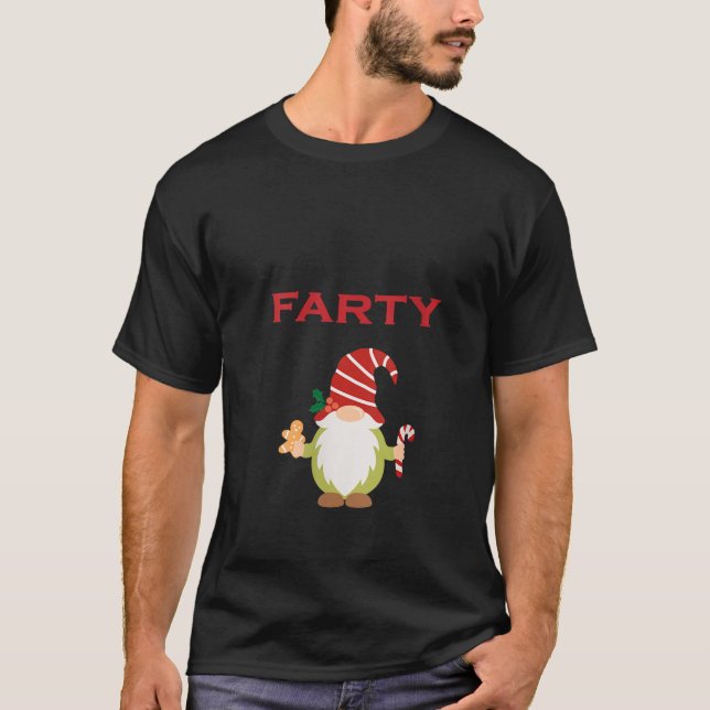 Womens Funny Fancy Dress Party Farty Gnome V Neck  T Shirt (Framsida)