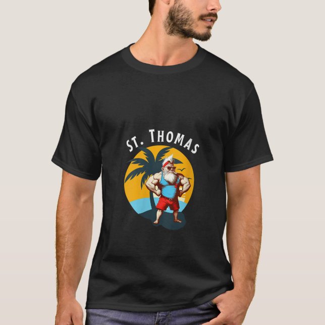 Womens Funny Gnomes St Thomas Retro Buff Gnome Bir T Shirt (Framsida)