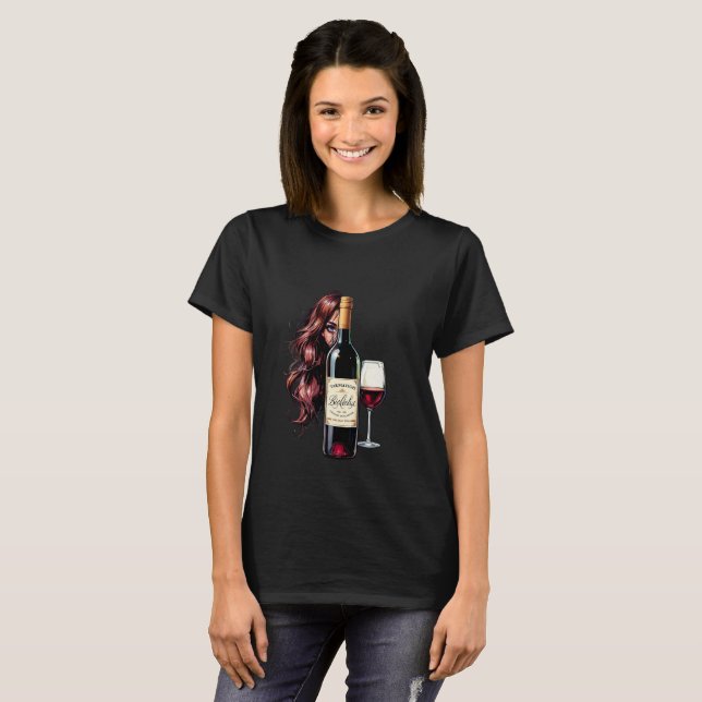 Women's Funny Graphic Novelty Wine Time T Shirt (Hel framsida)