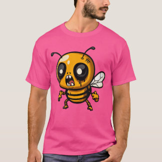 Womens Funny Halloween Honey Bee Zombie Comic VNec T Shirt