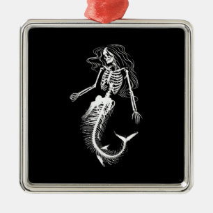 Womens Funny Halloween Sjöjungfru Skeleton Gift C Julgransprydnad Metall