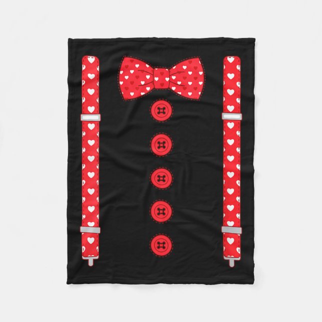 Women's Funny Hearts Bow Tie Suspenders Valentine' Fleecefilt (Framsidan)