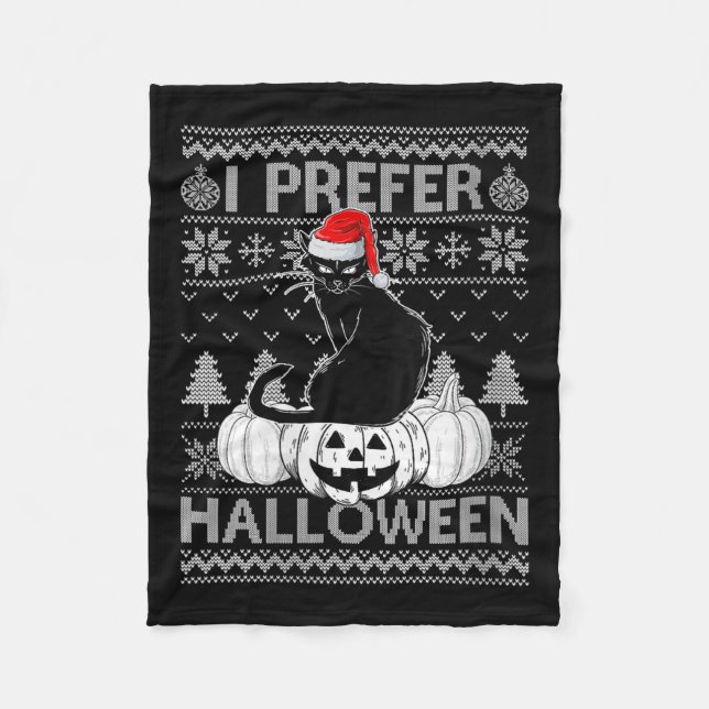 Womens Funny I Prefer Halloween Black Cat Ugly Chr Fleecefilt (Framsidan)