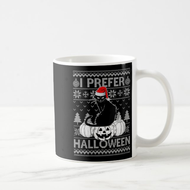 Womens Funny I Prefer Halloween Black Cat Ugly Chr Kaffemugg (Höger)