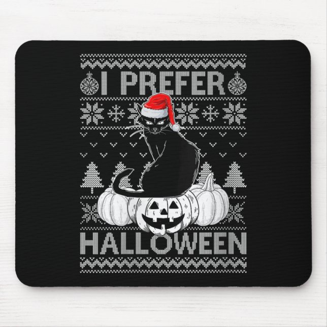 Womens Funny I Prefer Halloween Black Cat Ugly Chr Musmatta (Framsidan)
