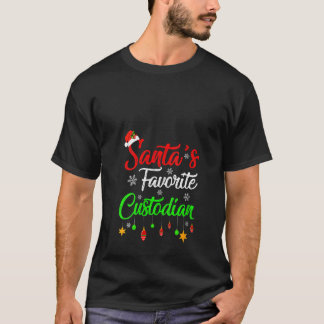 Womens Funny Julafton Santa's Favorite Custodian C T Shirt