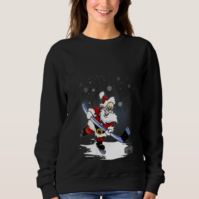 Womens Funny Jultomten jul Tee Ice Hockey (Framsida)