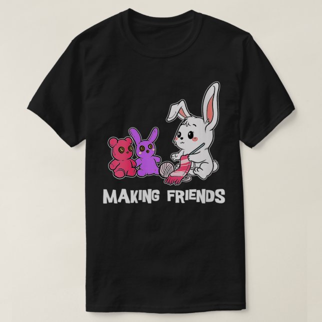 Womens Funny Knitting Bunny Sticka Stitch Rabbit H T Shirt (Design framsida)