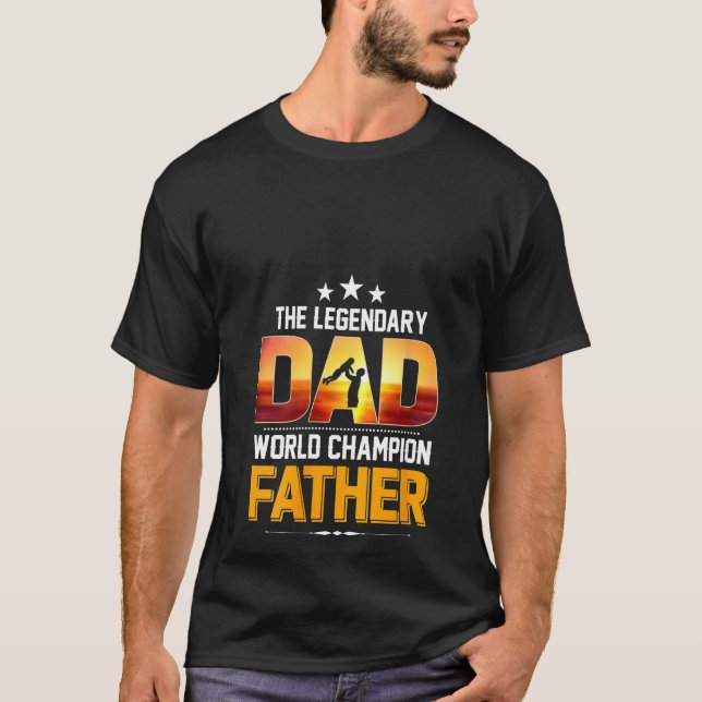Womens Funny Legend Pappa och Son World Champions  T Shirt (Framsida)