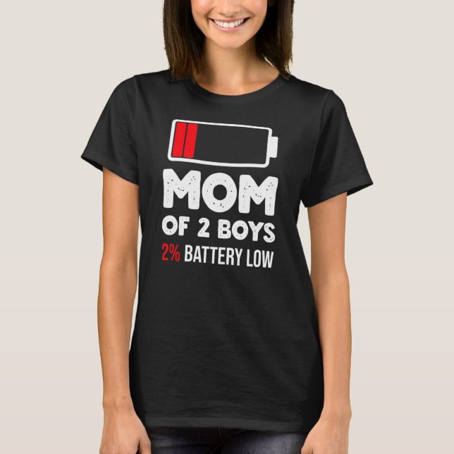 Womens Funny Mamma, 2 boys citat från Son Mammor T Shirt (Framsida)