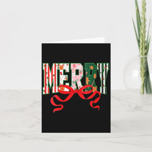 Womens Funny Merry Christmas Crew 2025 Coquette Fa Kort (Framsida)