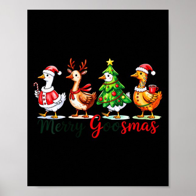 Womens Funny Merry Goosmas Goose Christmas Holiday Poster (Framsidan)