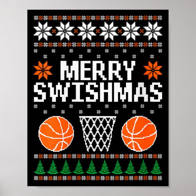 Womens Funny Merry Swishmas Xmas Basketball Ugly C Poster (Framsidan)