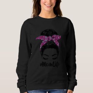 Womens Funny Mors dag Mamma Life Messy Bun Hair T Shirt