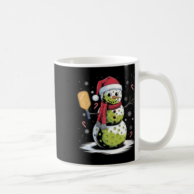 Womens Funny Pickleball Snögubbe Santa Hat Julafto Kaffemugg (Höger)