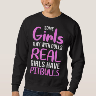 Womens Funny Pitbull Mamma Lång Ärmad Tröja