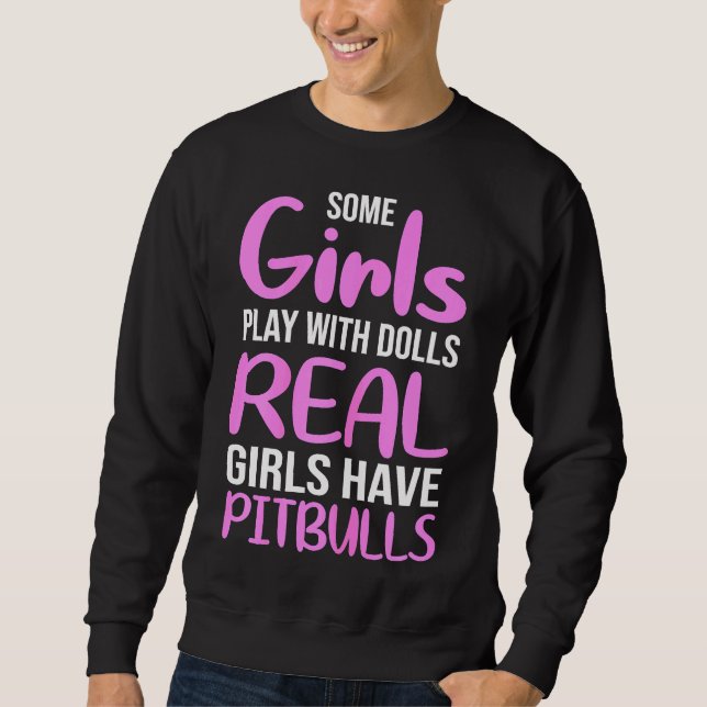 Womens Funny Pitbull Mamma Lång Ärmad Tröja (Framsida)