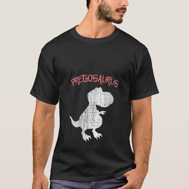 Womens Funny Pregosaurus Pregant Dinosaur Hallowed T Shirt (Framsida)