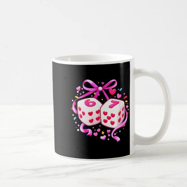 Women's Funny Preppy 67 Valentine Six Seven Dice 6 Kaffemugg (Höger)
