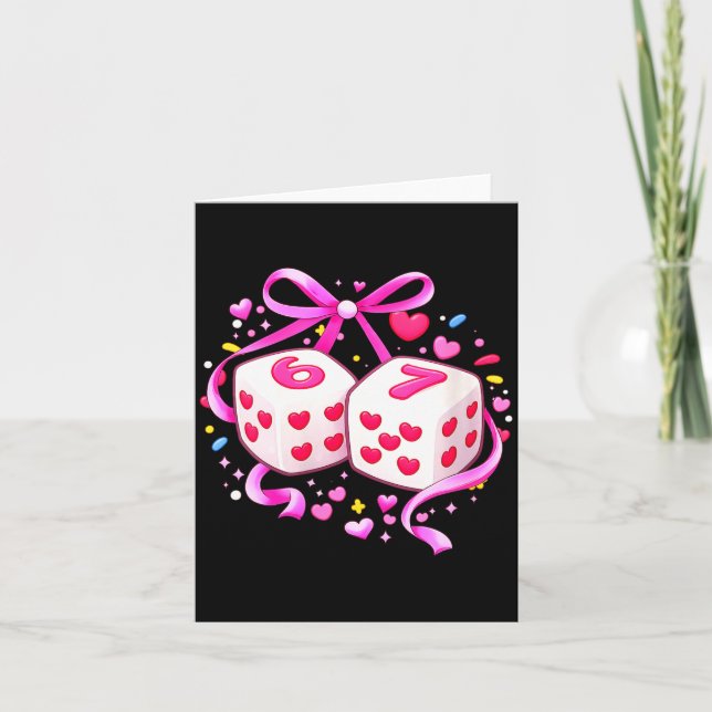 Women's Funny Preppy 67 Valentine Six Seven Dice 6 Kort (Framsida)
