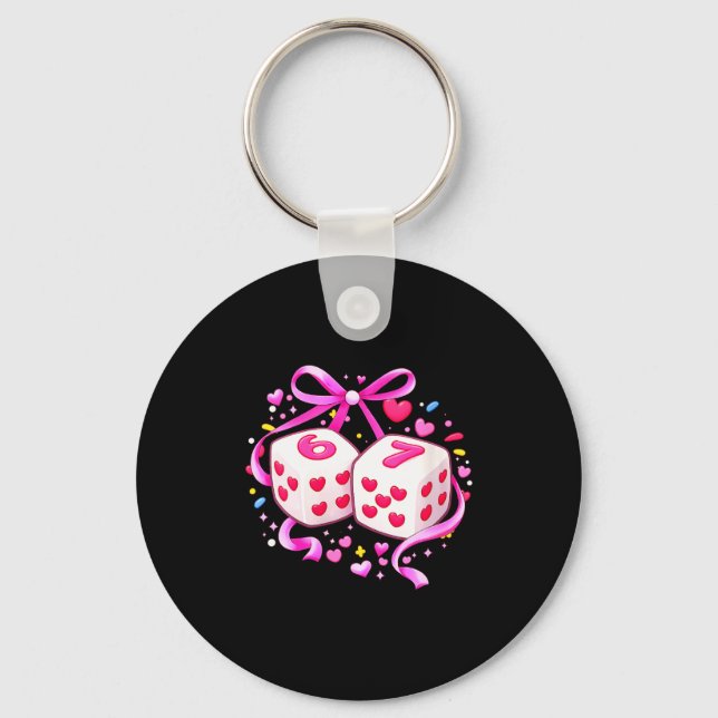Women's Funny Preppy 67 Valentine Six Seven Dice 6 Nyckelring (Framsida)