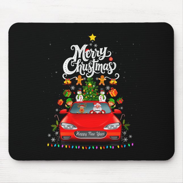Womens Funny Santa Driving Wagon Red Truck Christm Musmatta (Framsidan)