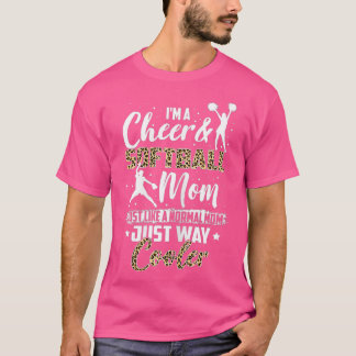 Womens Funny Softball Cheer Mamma Leopard Mönster  T Shirt