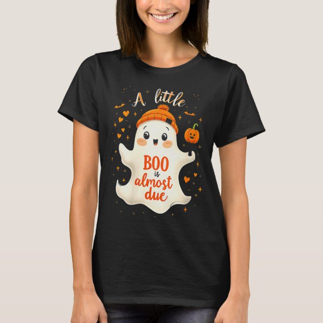 Womens Funny Soky Pregnancy A Little Boo Is Almost T Shirt (Framsida)