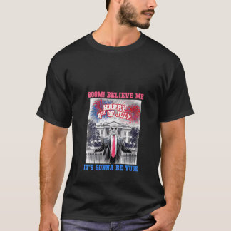 Womens Funny TRUMP LYCKLIG 4:e JULY Tro mig YU T Shirt