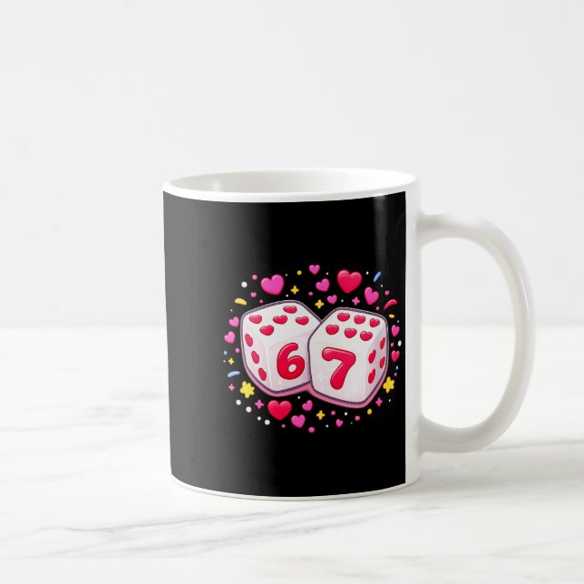 Women's Funny Valentines Day Shirt Cute Dice 67 Me Kaffemugg (Höger)