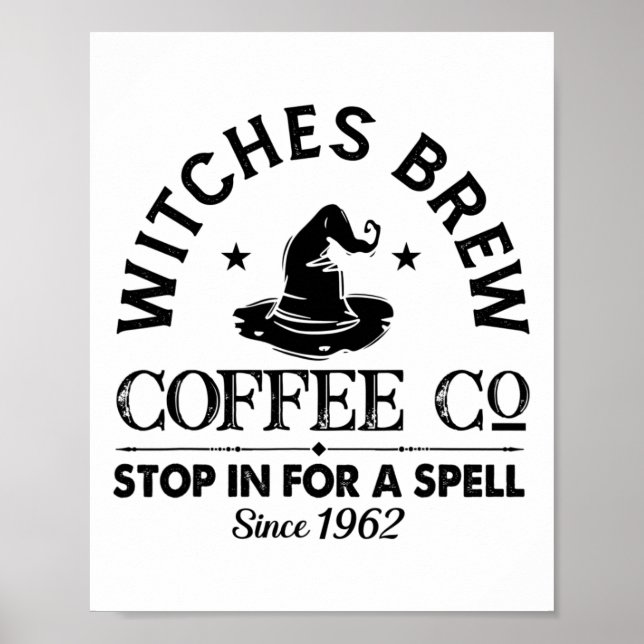 Womens Funny Witch Hat Witches Brew Coffee Hallowe Poster (Framsidan)