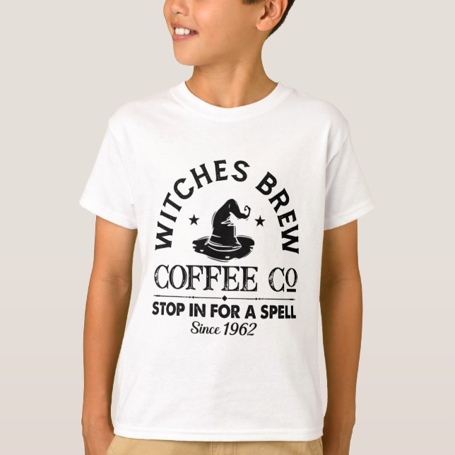 Womens Funny Witch Hat Witches Brew Coffee Hallowe T Shirt (Framsida)