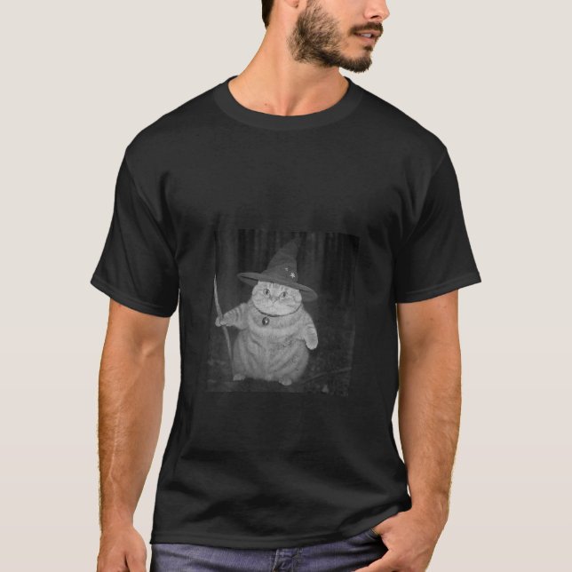 Womens Funny Wizard Cat Meme witch Halloween Kitty T Shirt (Framsida)