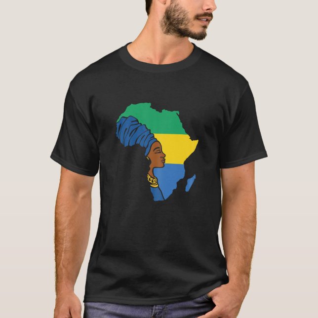 Womens Gabon Gabon Flagga Afrika Karta Ethnic Heri T Shirt (Framsida)