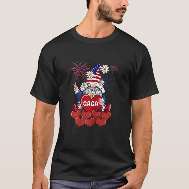 Womens Gaga Gnome Kärlek Sweet Heart American 4th  T Shirt (Framsida)