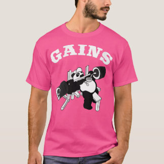 Womens Gains Panda Weightlift Bodybuilding Gym T Shirt
