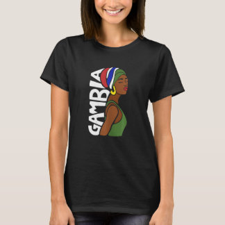 Womens Gambia Gambian Flagga Banjul Black African T Shirt