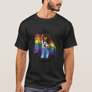 Womens Gay Leo Queen Afro Black Woman juli augusti T Shirt