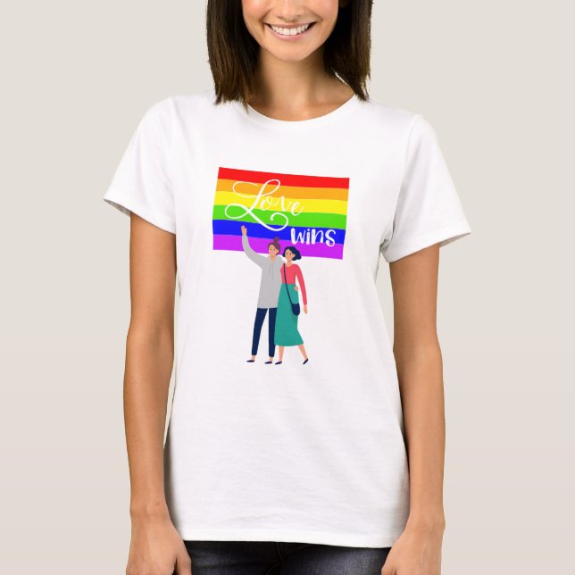 Womens Gay Tee Kärlek Wins (Framsida)